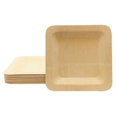 3.5 Inch 105 Mm Disposable Biodegradable Bamboo Plate Round Shape For Restaurants
